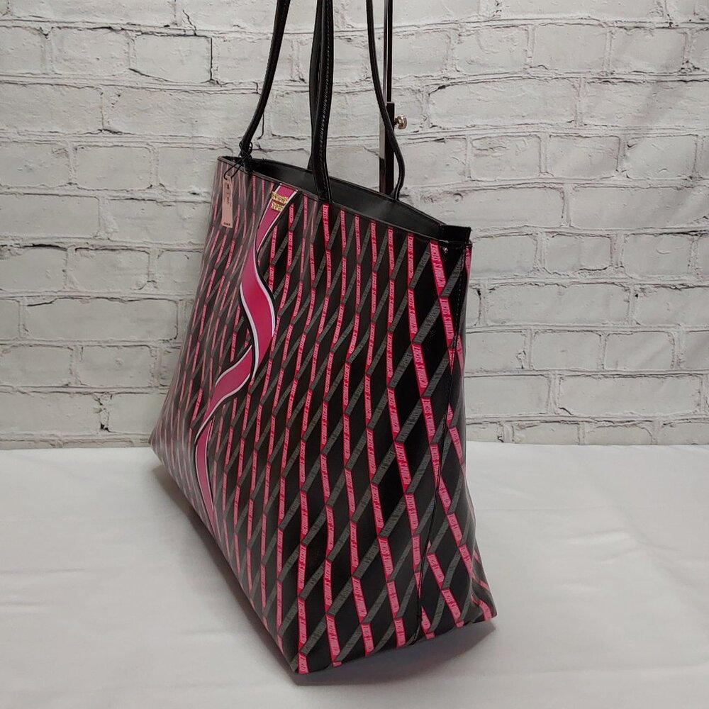🎈HOLD🎈VICTORIA'S SECRET' TOP~ZIP CARRY~ALL TOTE BAG DOUBLE STRAP RIBBON LOGO - Picture 4 of 16
